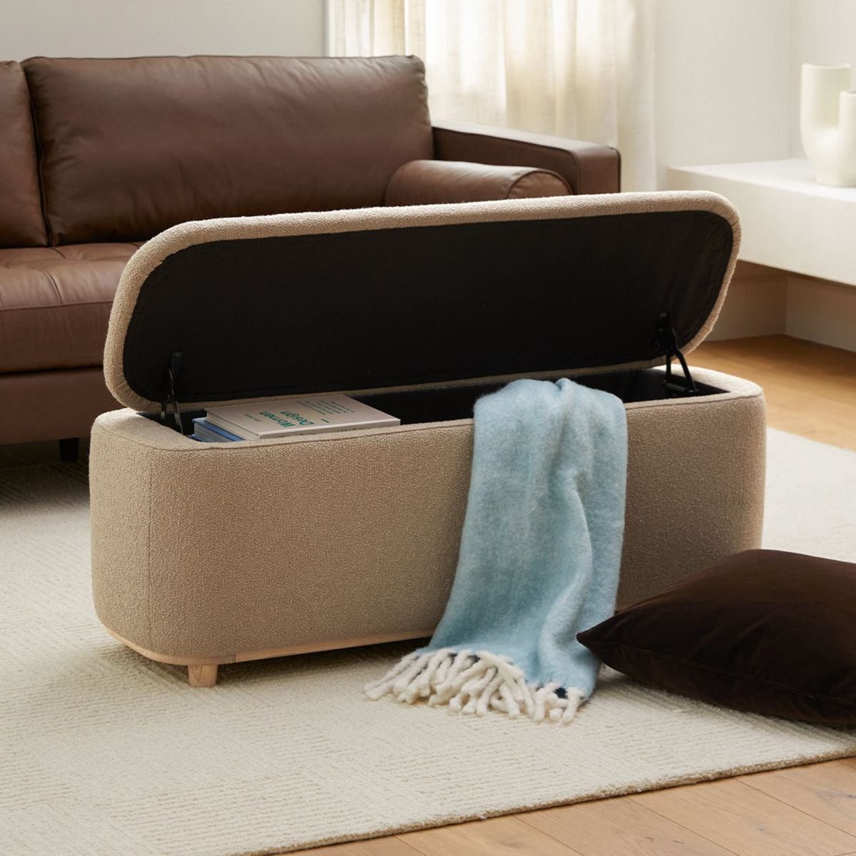 GENERICO - Puff Baúl Benjamin Grande Marrón Decoban Hogar