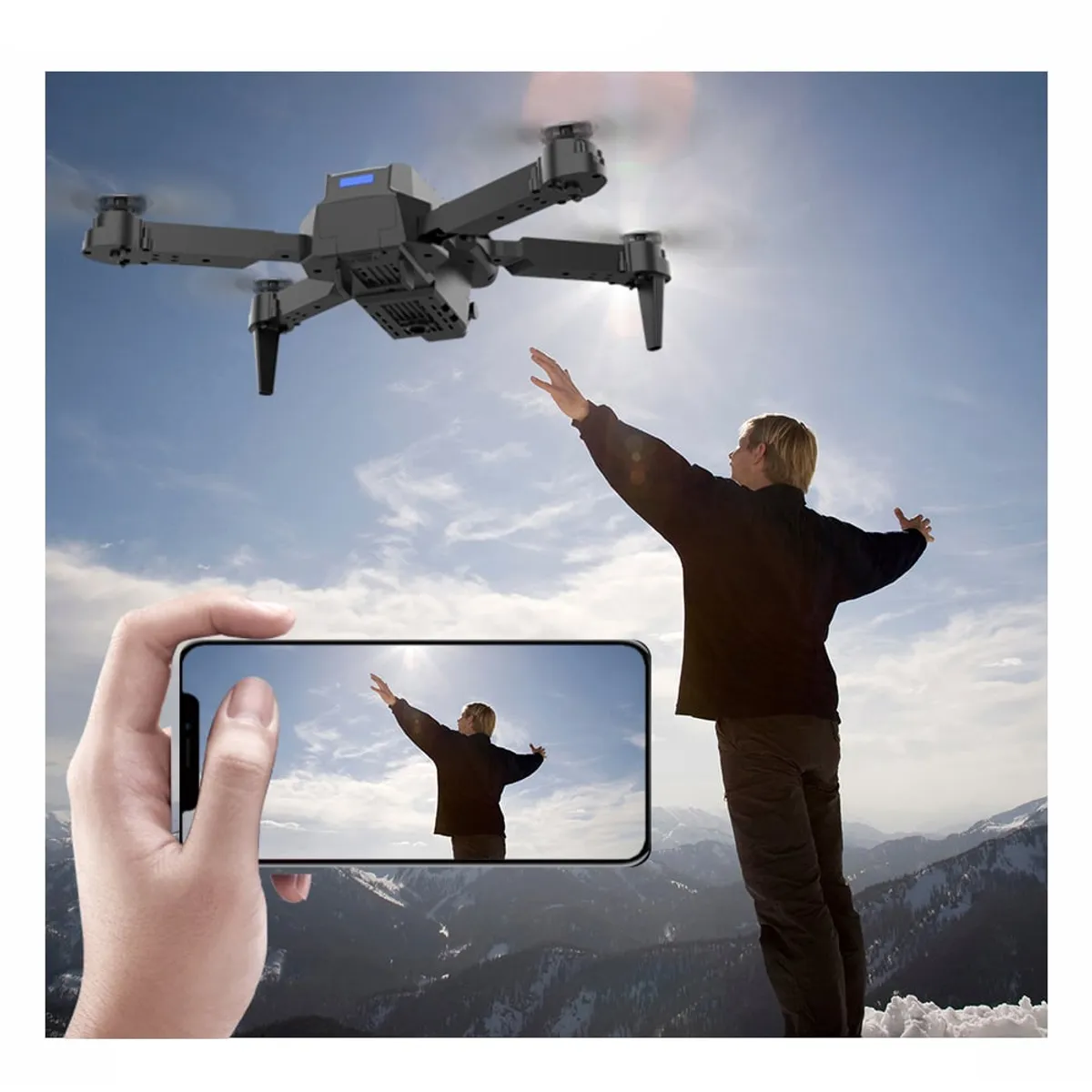 OEM - Drone Volador E88 Doble Cámara con Estuche Protector HD.