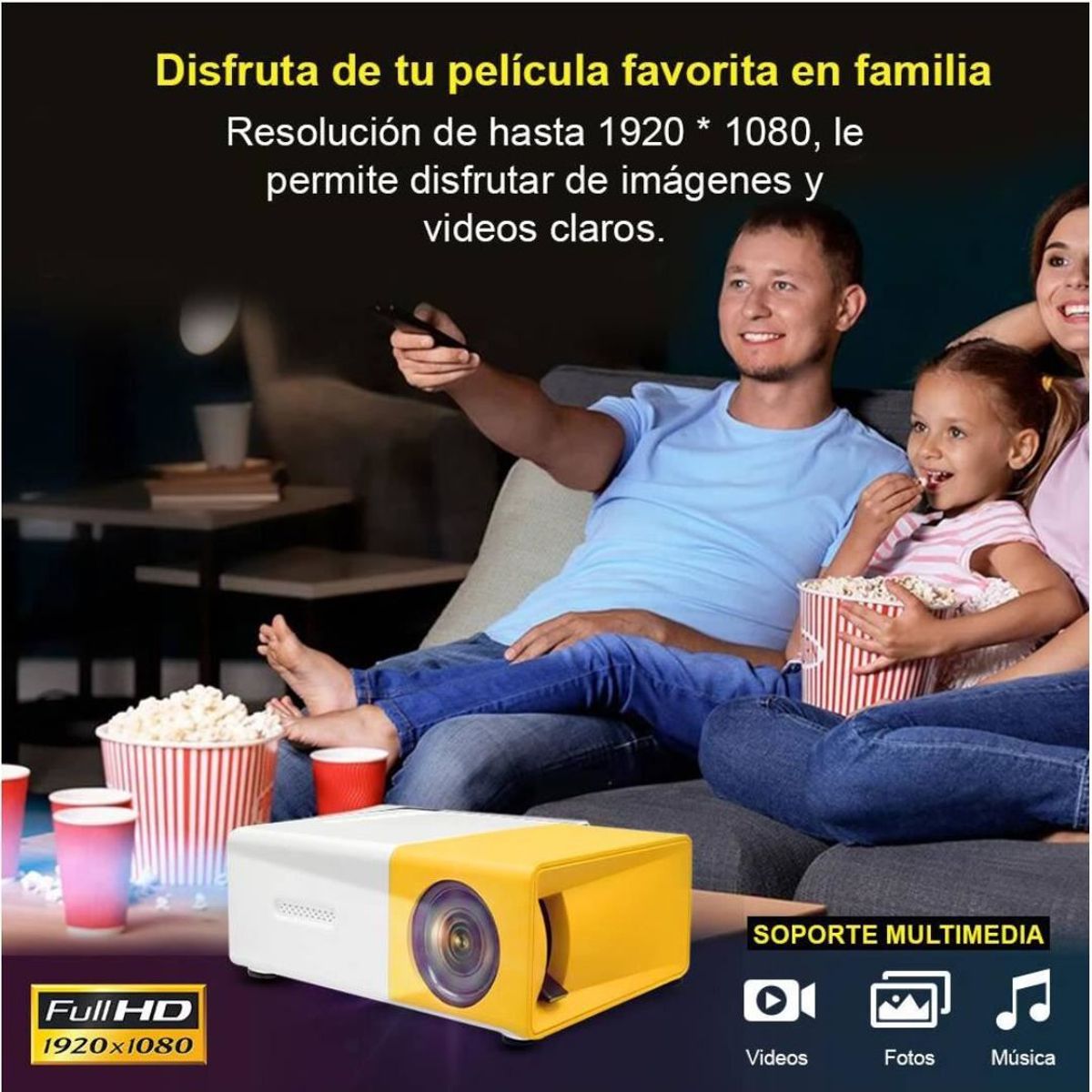 OEM - Mini Proyector Portátil Led con Entrada usb