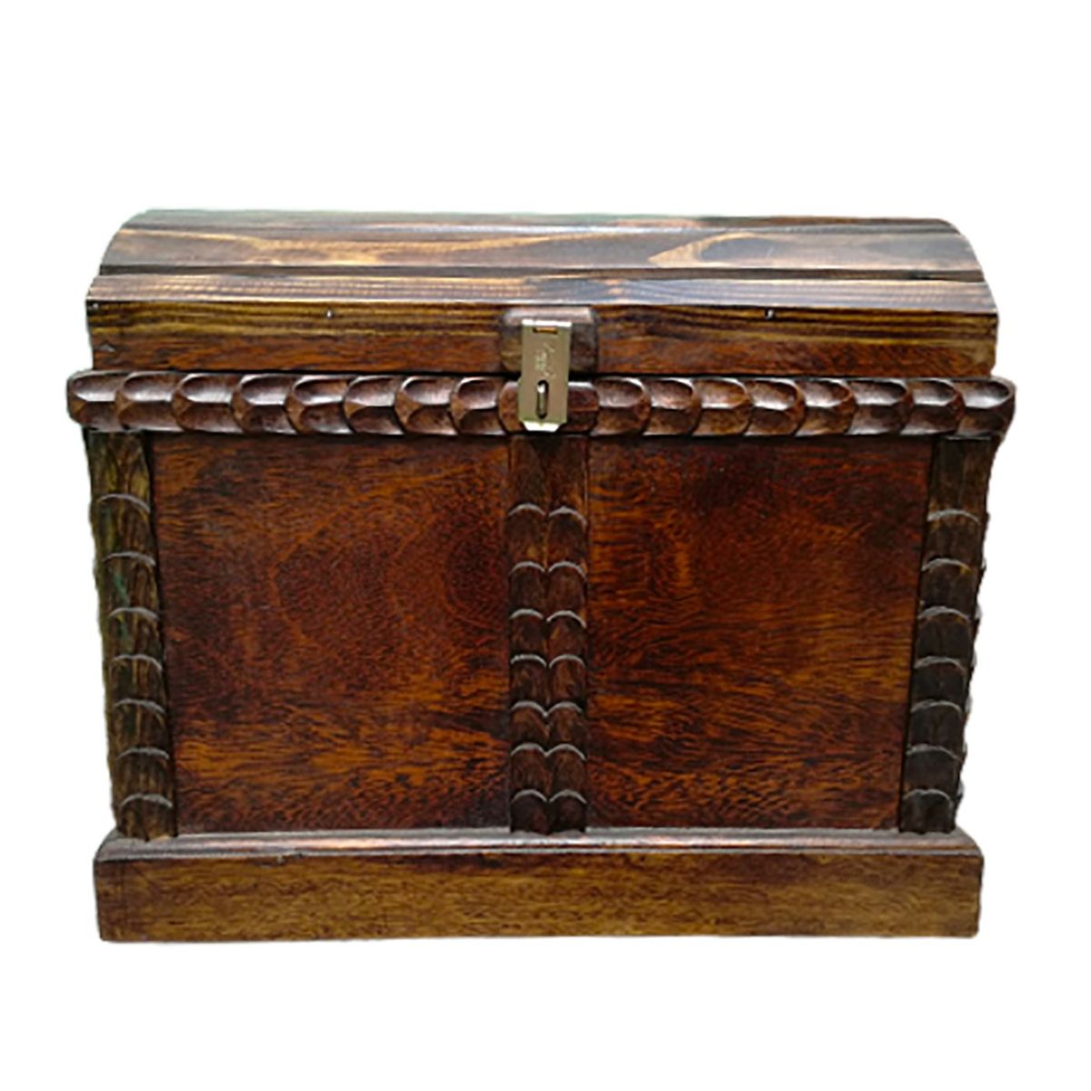 START FG - Baul grande tallado esmeralda en madera caoba