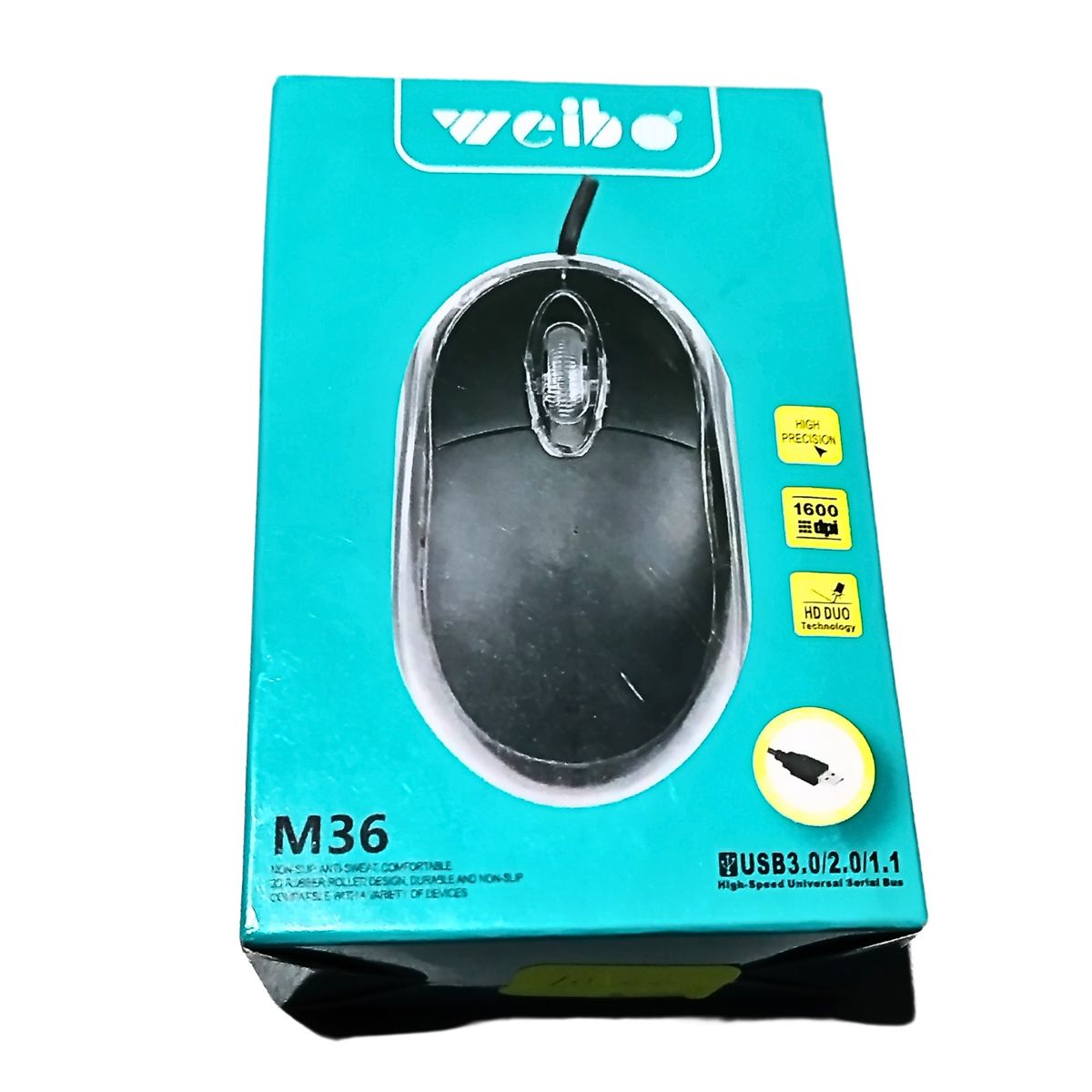 WEIBO - Mouse alambrico, USB 1600 dpi,  M36 302011