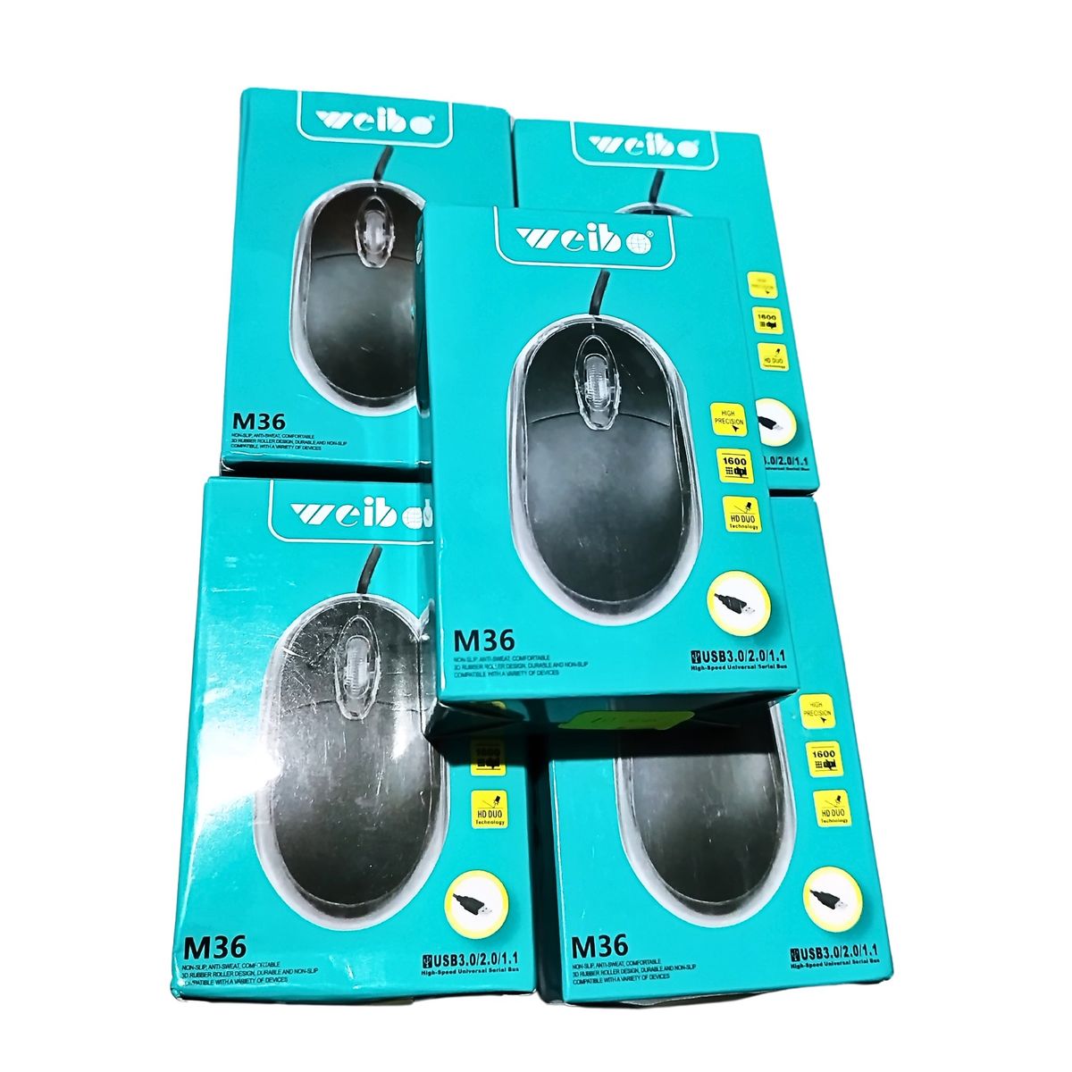 WEIBO - Mouse alambrico, USB 1600 dpi,  M36 302011