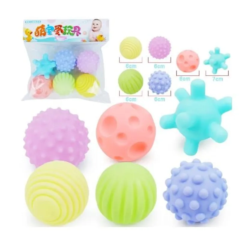 GENERICO - Pelotas Texturas de Silicona 6 Piezas Para Bebés