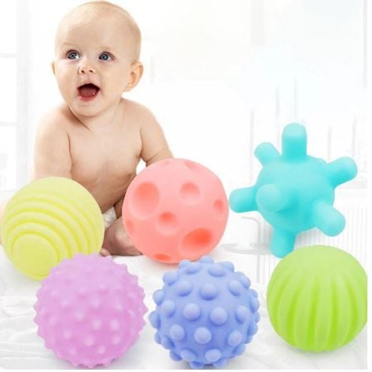 GENERICO - Pelotas Texturas de Silicona 6 Piezas Para Bebés