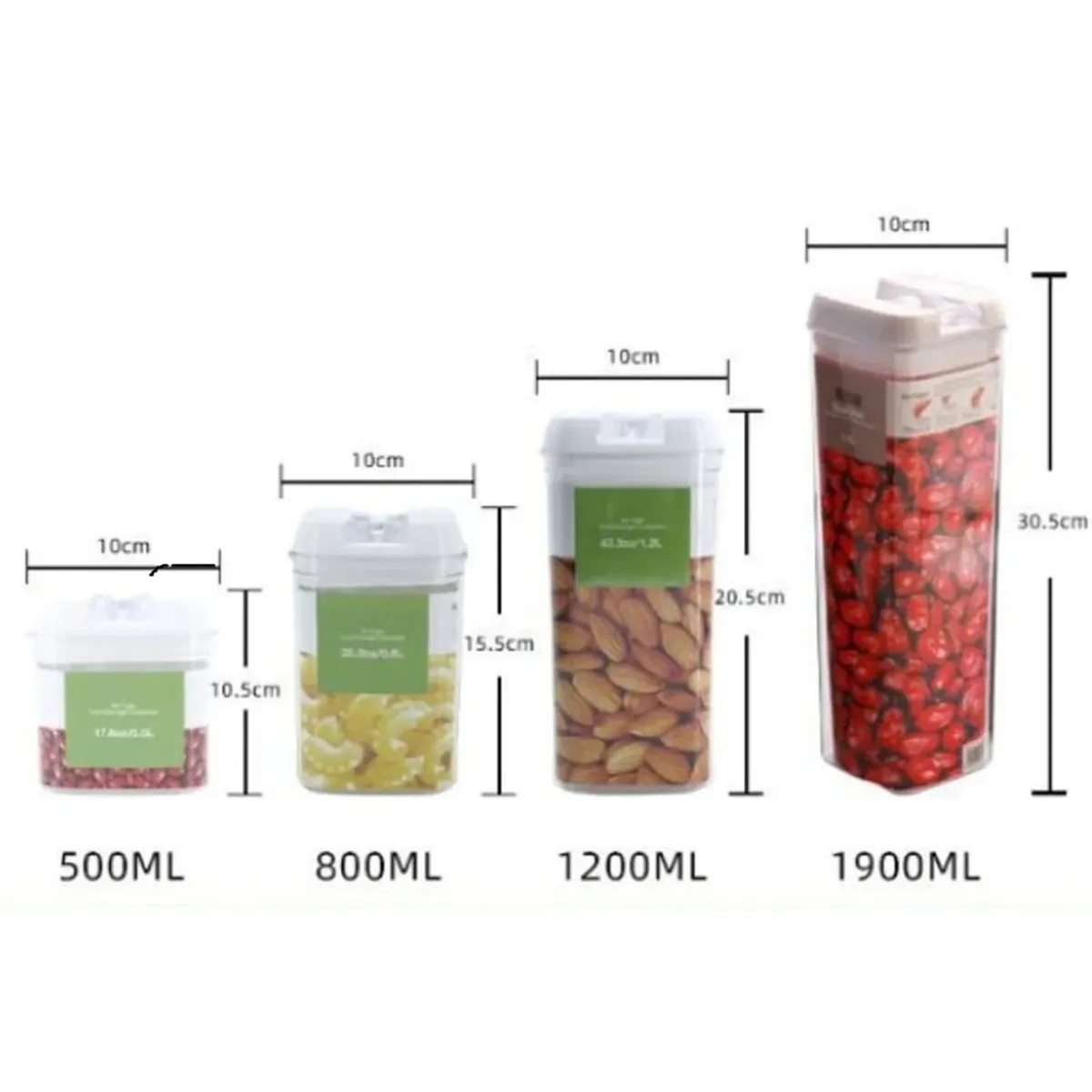 GENERICO - Pack Contenedores 7 PIEZAS Cereal Menestras Hermético Genieka