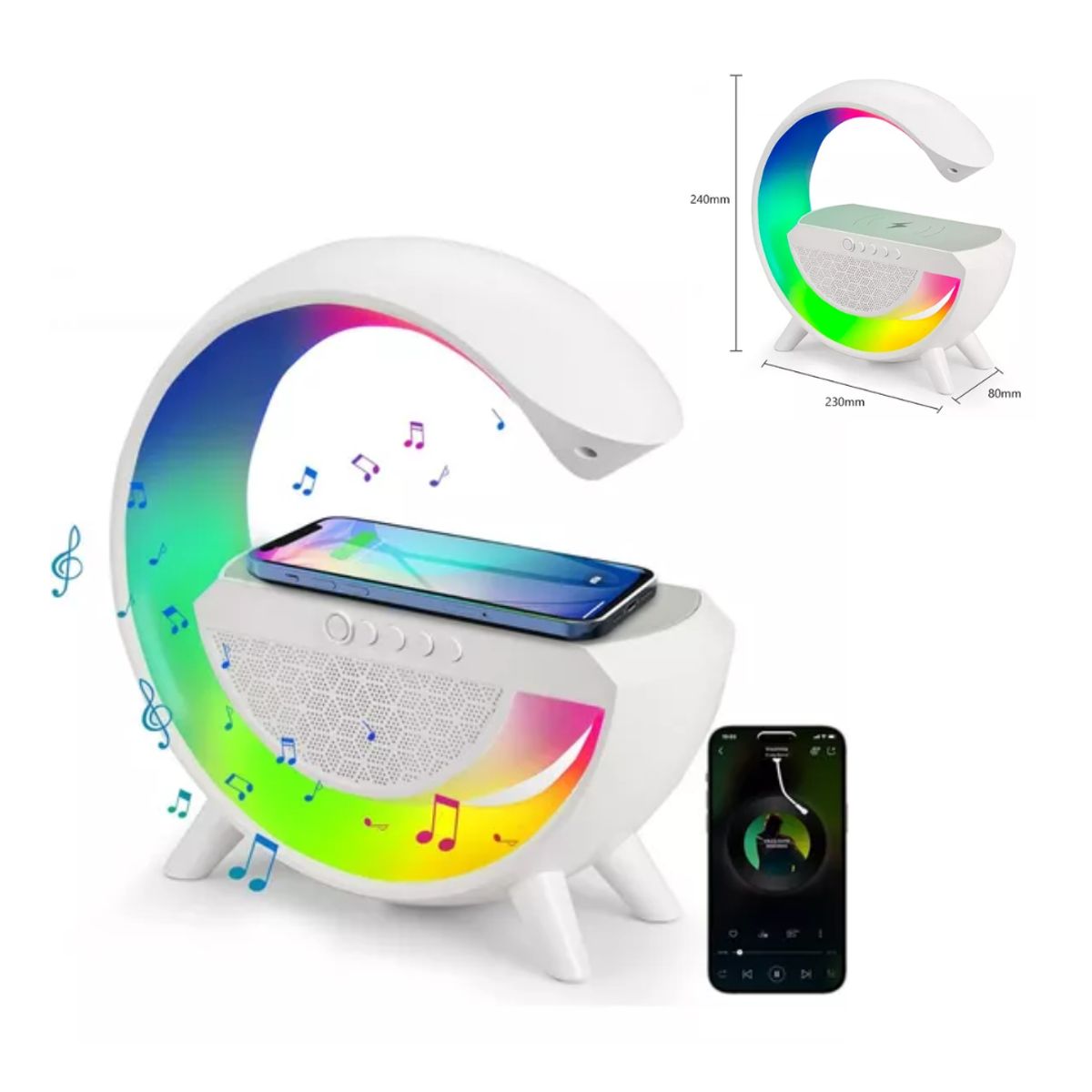 GENERICO - Parlante Bluetooth Con Carga Inalambrica y Luces Led RGB