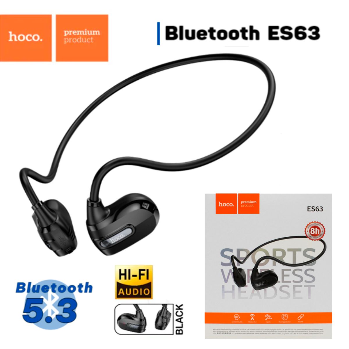 HOCO - Audifono Bluetooth 5.3 Auriculares inalámbricos alta calidad HOCO ES63.