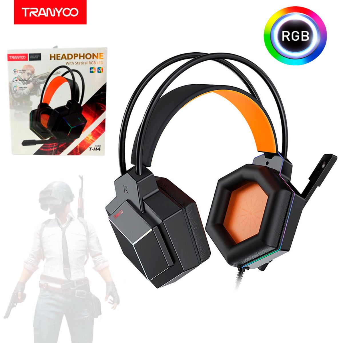 GENERICO - Audifono Gamer RGB Con Microfono Para PC PS4 XBOX Tranyoo T-H4
