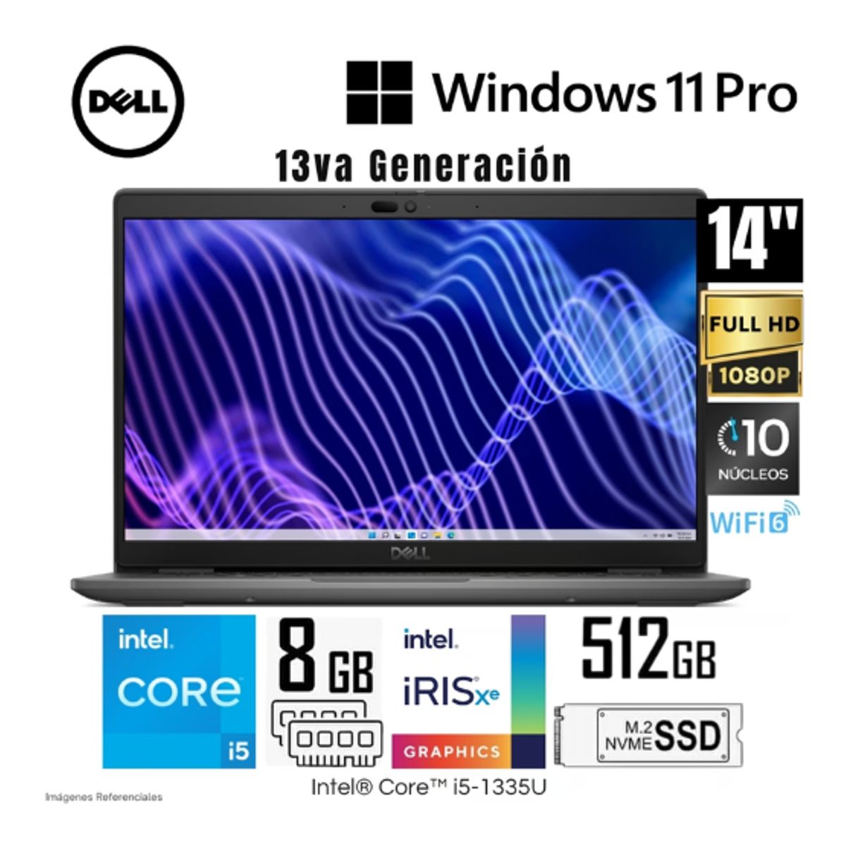 DELL - LAPTOP DELL LATITUDE INTEL CORE i5-1335U 8GB 512GB SSD 14″FHD 3440J200W