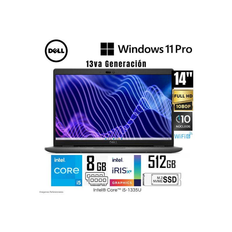 DELL - LAPTOP DELL LATITUDE INTEL CORE i5-1335U 8GB 512GB SSD 14″FHD 3440J200W