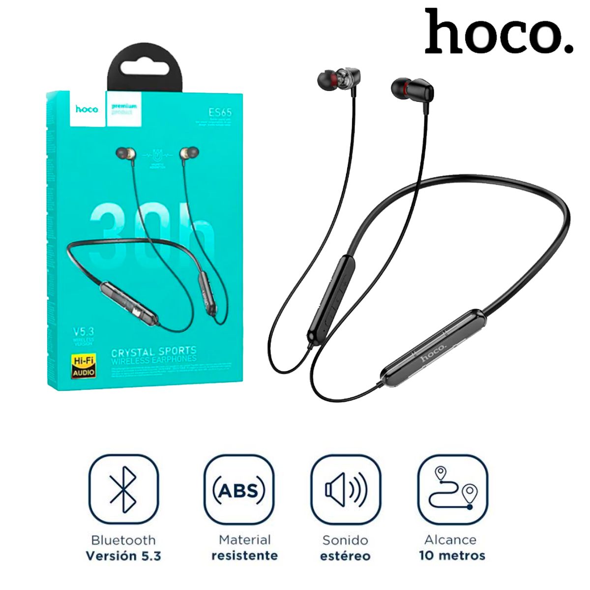 HOCO - Audífonos Bluetooth 5.3 Auriculares Deportivos con Micrófono Hoco ES65