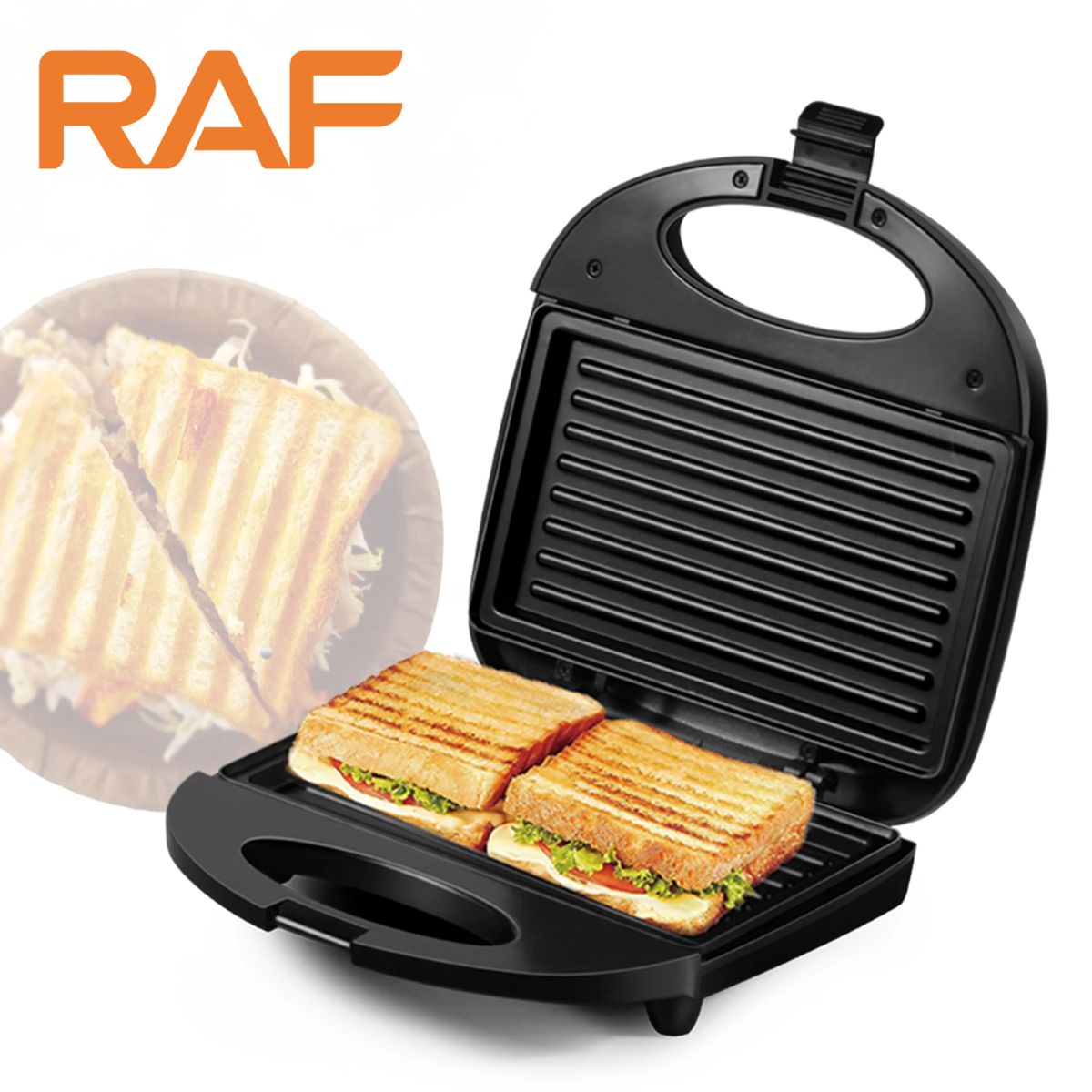 RAFF - Parrila Grill Sandwichera Panini Tostadora Placa antiadherente Marca RAF