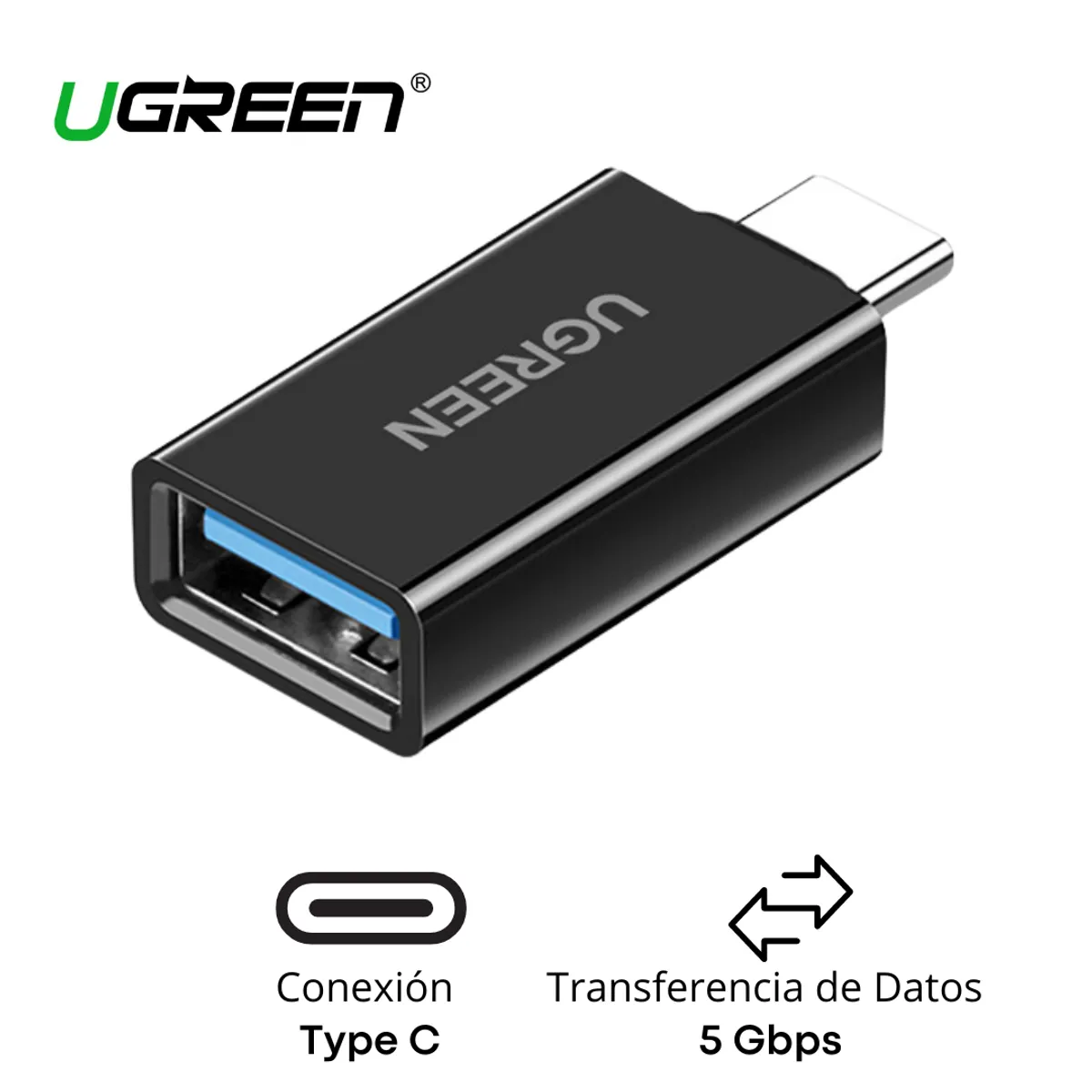 UGREEN - Adaptador OTG UGREEN Type C macho a USB hembra 5Gbps US173 20808