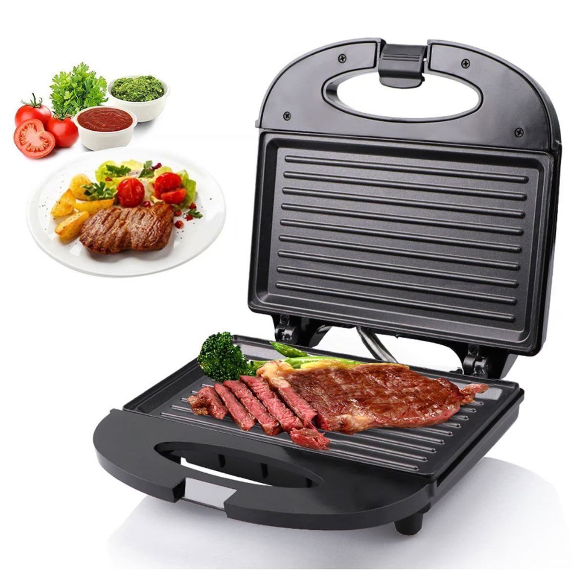 RAFF - Parrila Grill Sandwichera Panini Tostadora Placa antiadherente Marca RAF