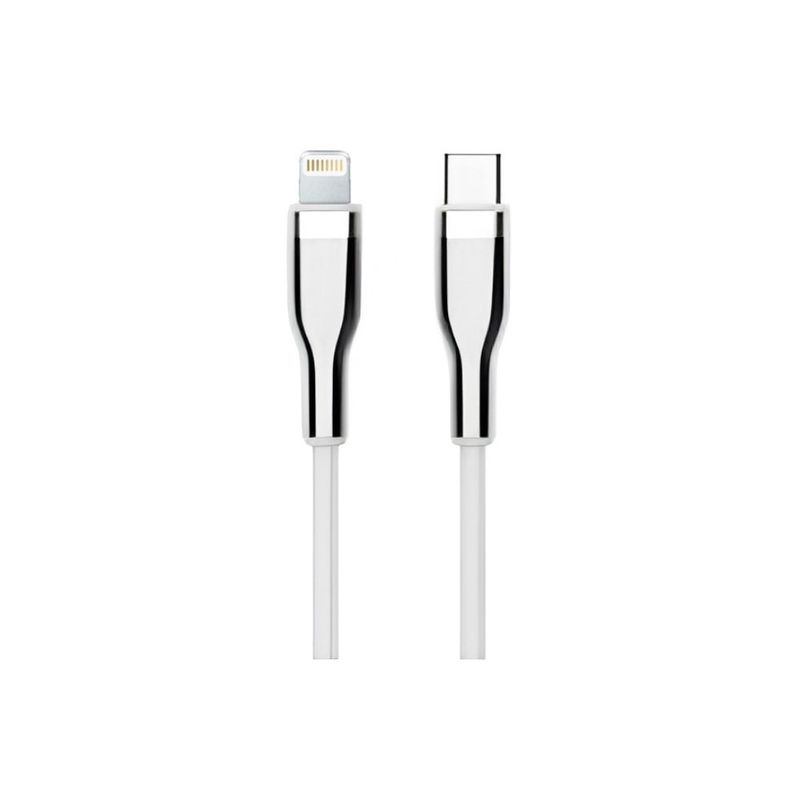 TEROS - CABLE TIPO C A LIGHTNING TEROS TE-70212W BLANCO Y PLATEADO 2 METROS