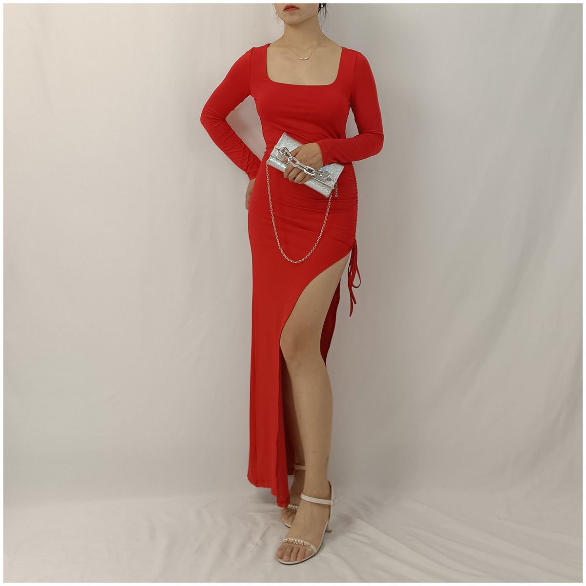 RINODERINA - Vestido Largo Satén Moda Mujer  RinoDeRina - Regalo