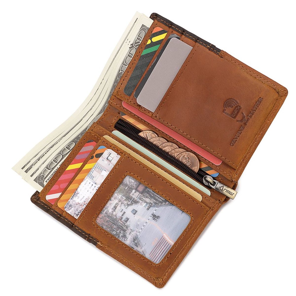 ARMUZ - Billetera de Cuero Vacuno De Alta Gama AR02 Diseño Minimalista con RFID
