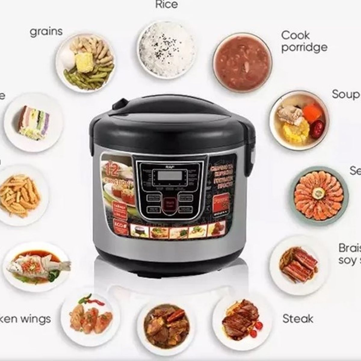 GENERICO - Multi-cocina Multifunción Antiadherente 5L 12 Funciones BLANCO