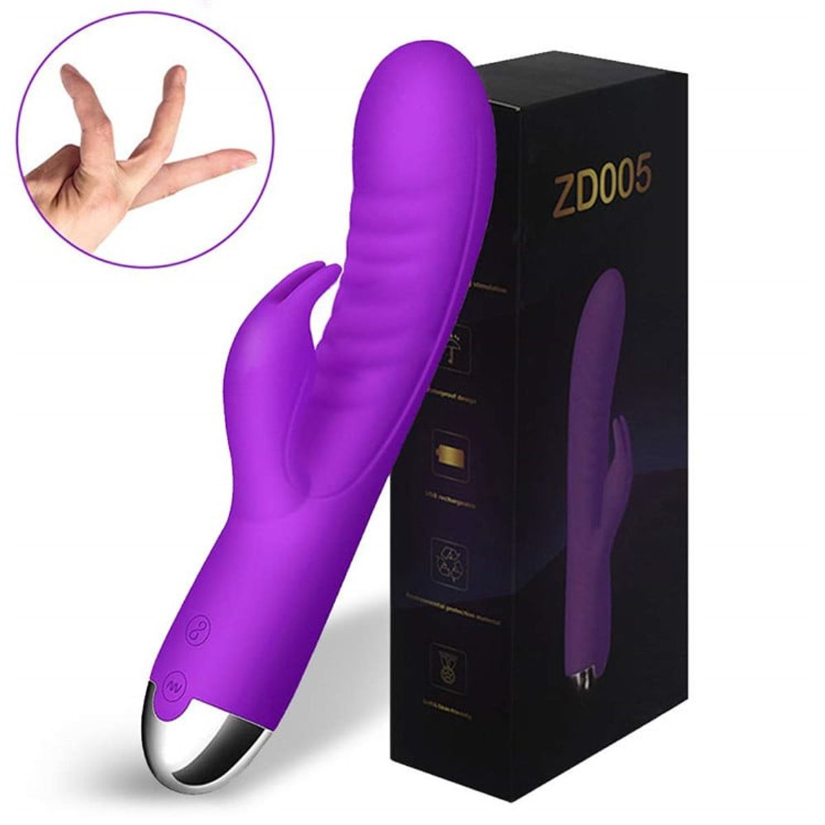 GENERICO - Vibrador conejo estimulador clitoris 10 velocidades-Morado