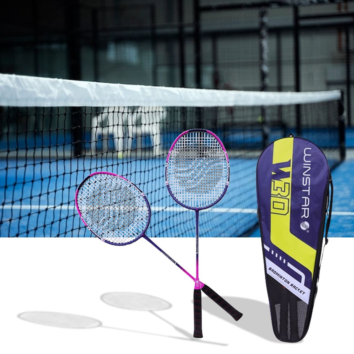 WINSTAR - RAQUETA BÁDMINTON ALUMINIO PREMIUM 2PCS W30 ROSADO AZUL