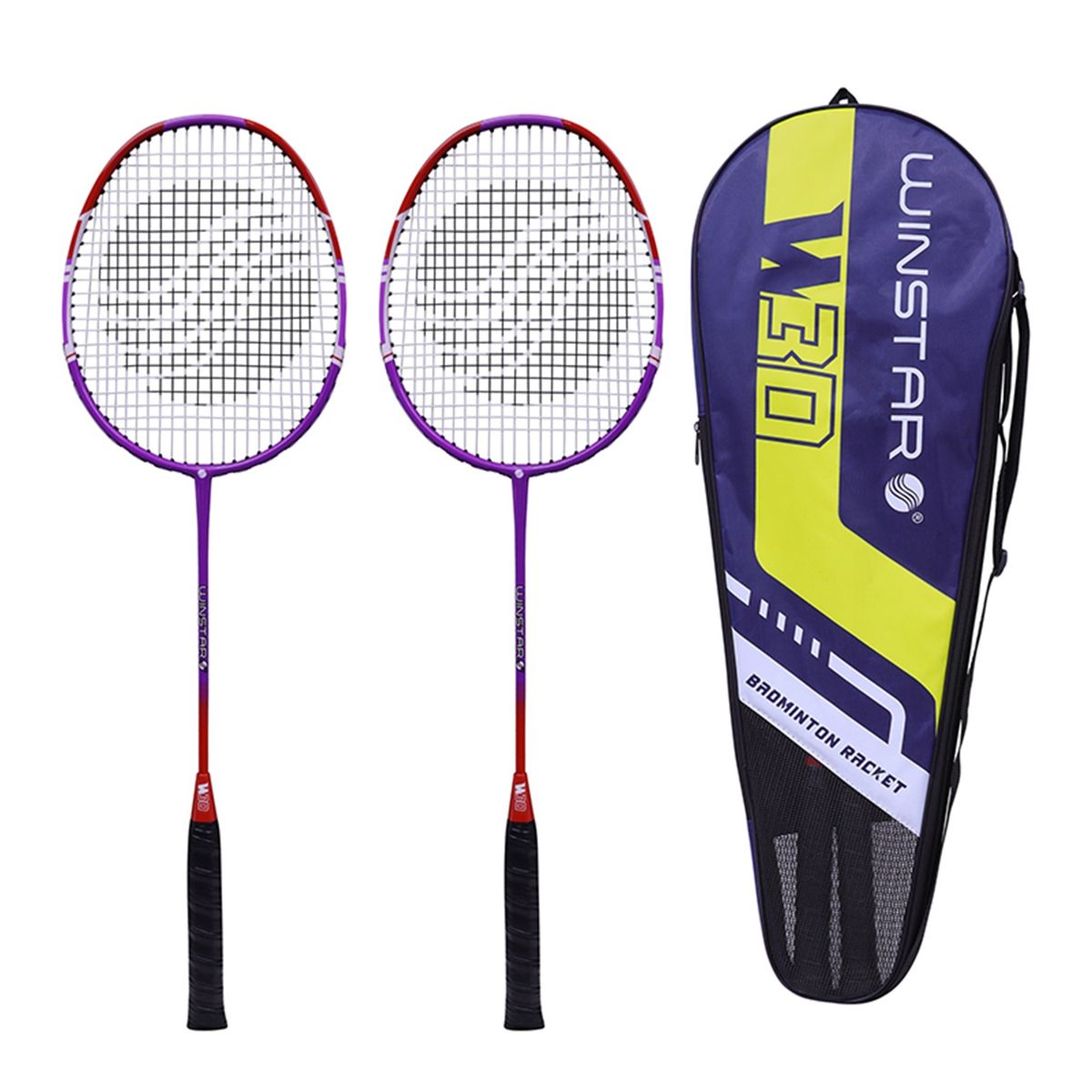 WINSTAR - RAQUETA BÁDMINTON ALUMINIO PREMIUM 2PCS W30 ROJO MORADO