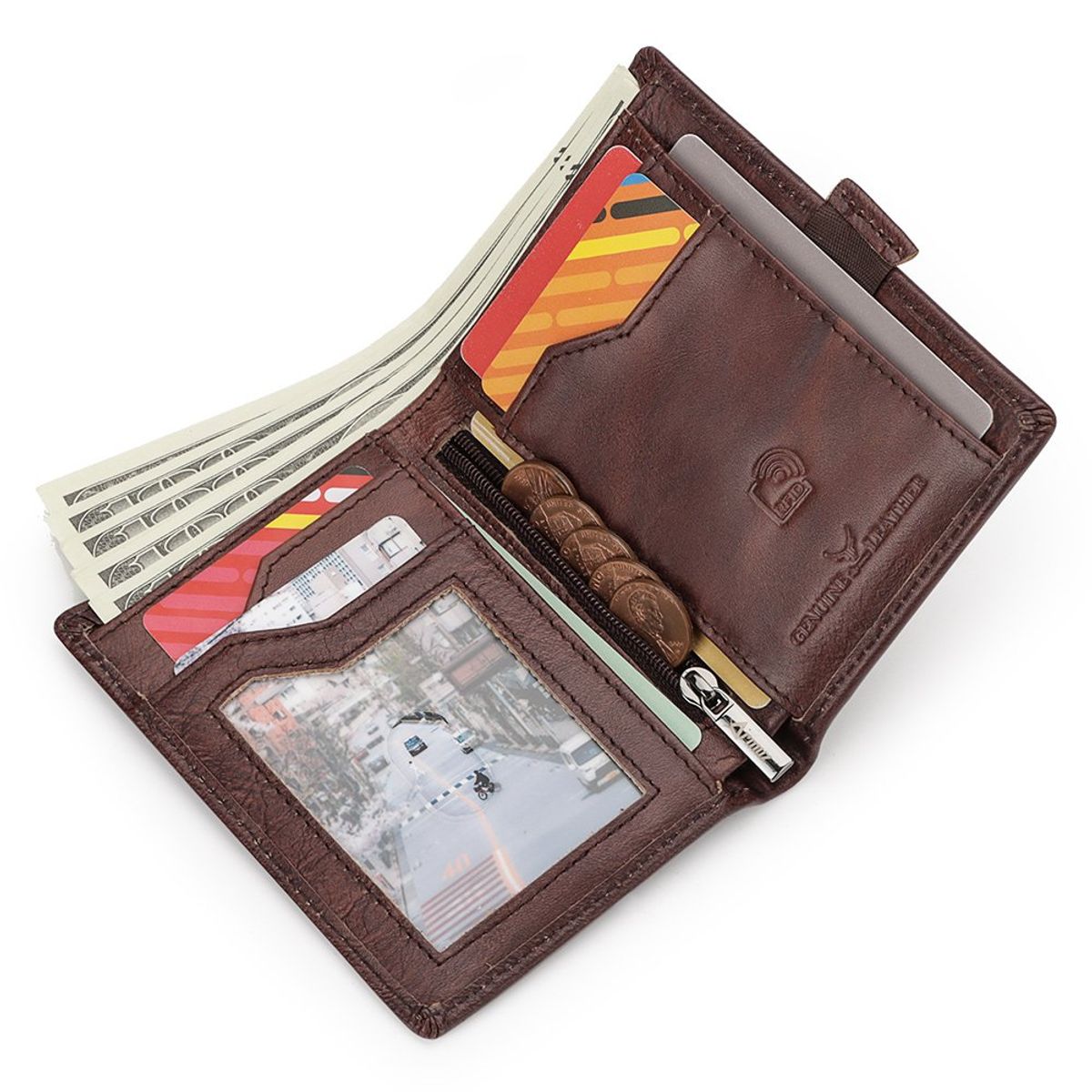 ARMUZ - Billetera de Cuero Vacuno con RFID AR14 Diseño Minimalista con RFID