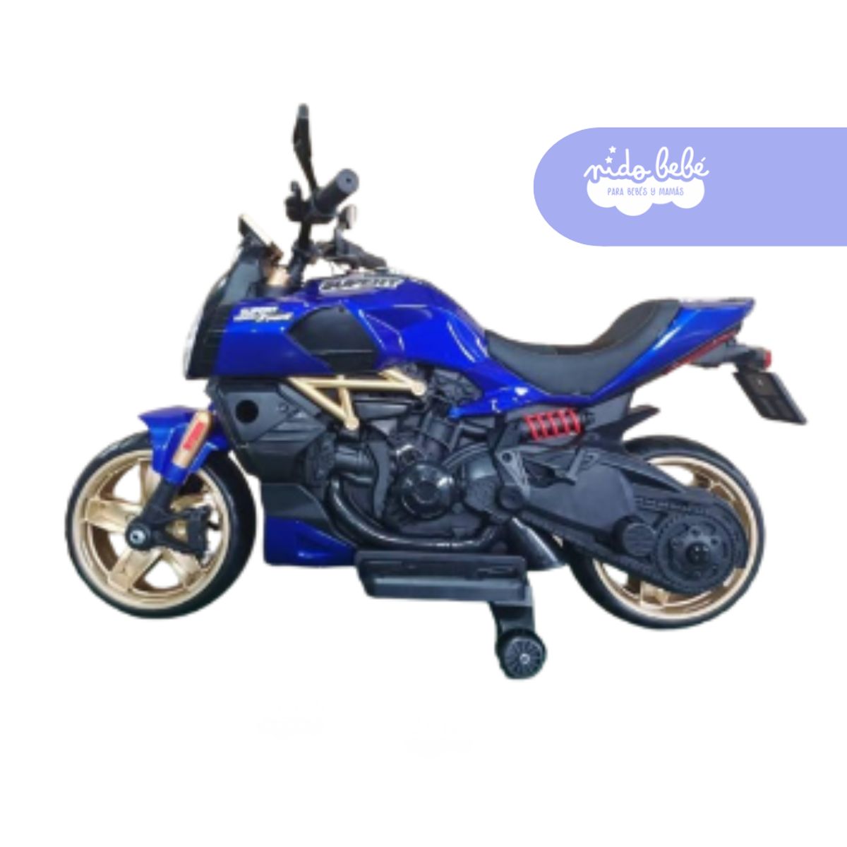 GENERICO - MOTO A BATERIA CON LUCES AZUL NEGRO