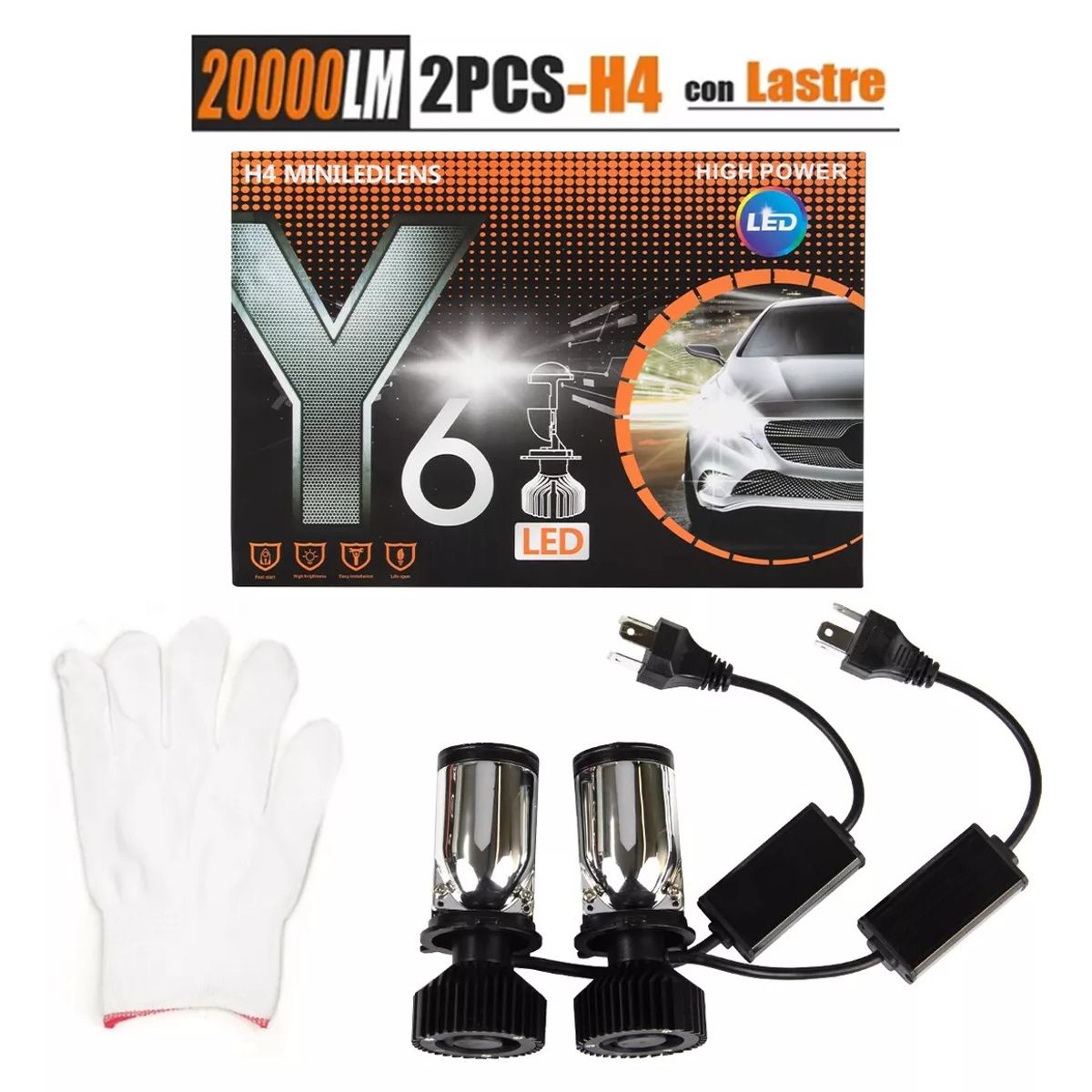 GENERICO - Focos Led H4 Lupa Alta Y Baja Auto Motocicleta