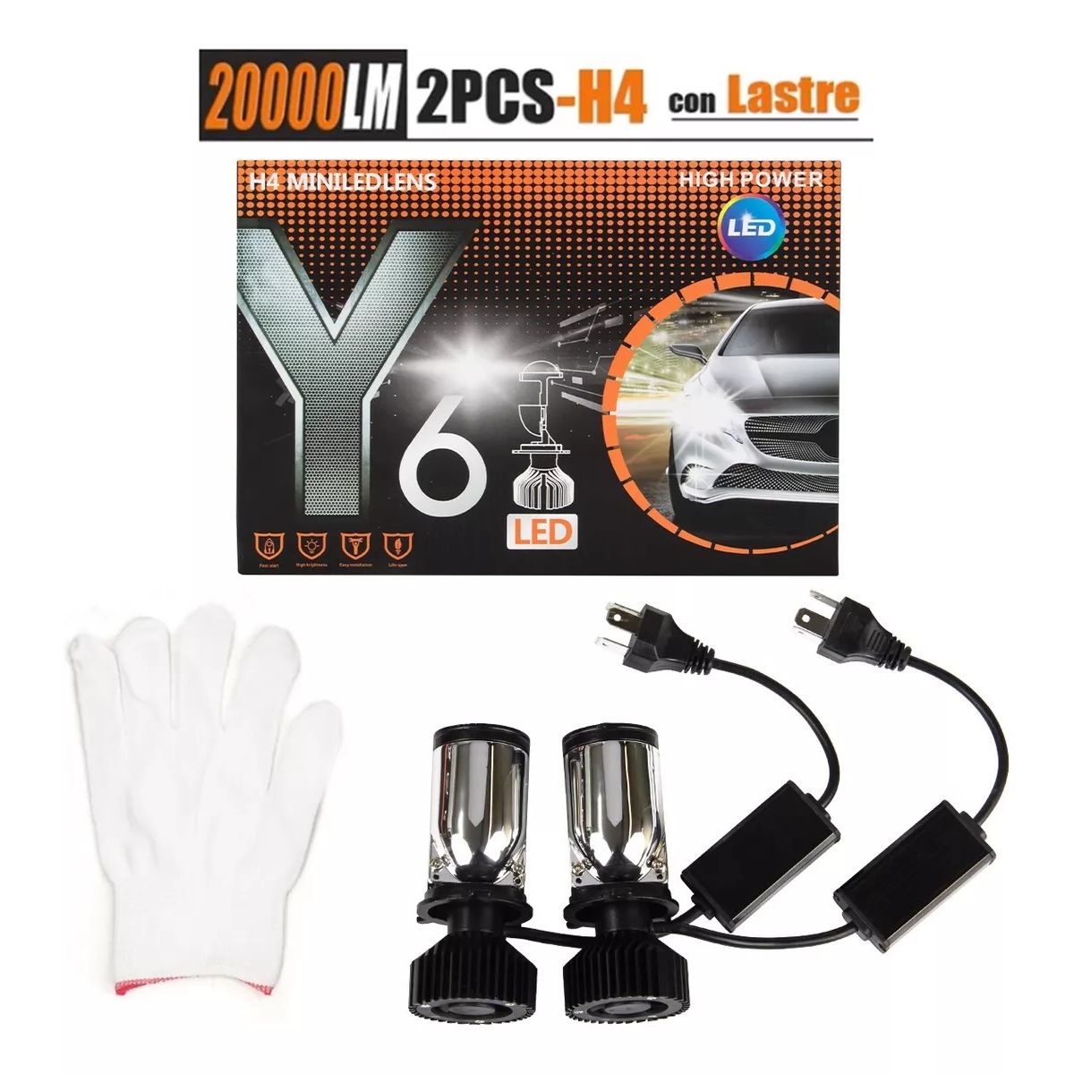 GENERICO - Focos Led H4 Lupa Alta Y Baja Auto Motocicleta