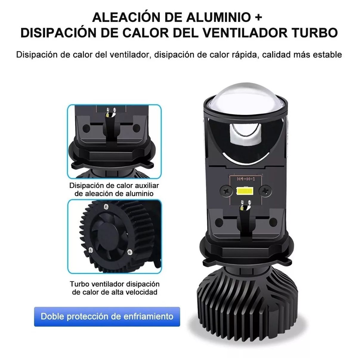 GENERICO - Focos Led H4 Lupa Alta Y Baja Auto Motocicleta