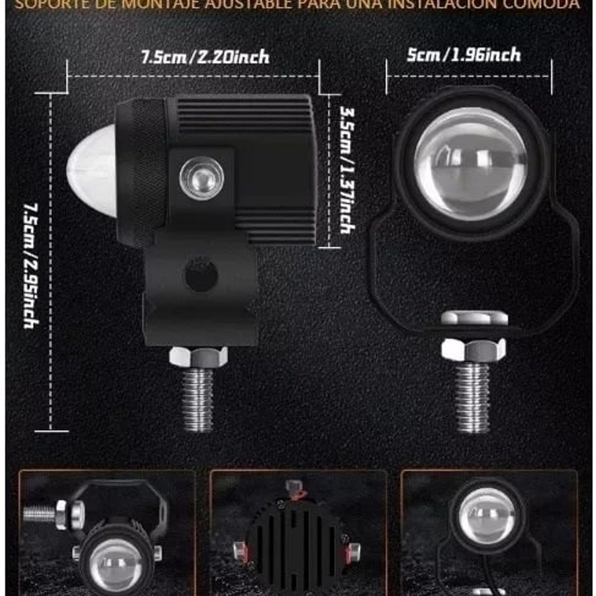 GENERICO - Par Luces Led Auxiliares Faros De Lupa Para Auto Moto 60w