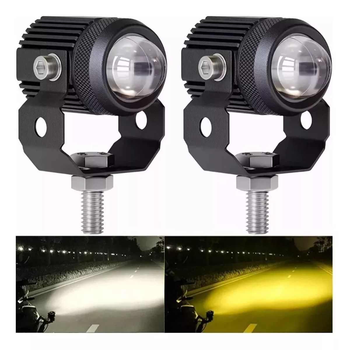 GENERICO - Par Luces Led Auxiliares Faros De Lupa Para Auto Moto