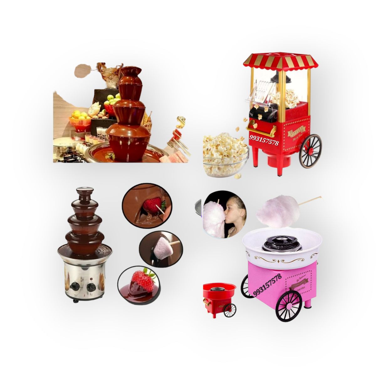 GENERICO - MAQUINA PORCORERA FUENTE CHOCOLATERA Y ALGODONERA DE AZUCAR