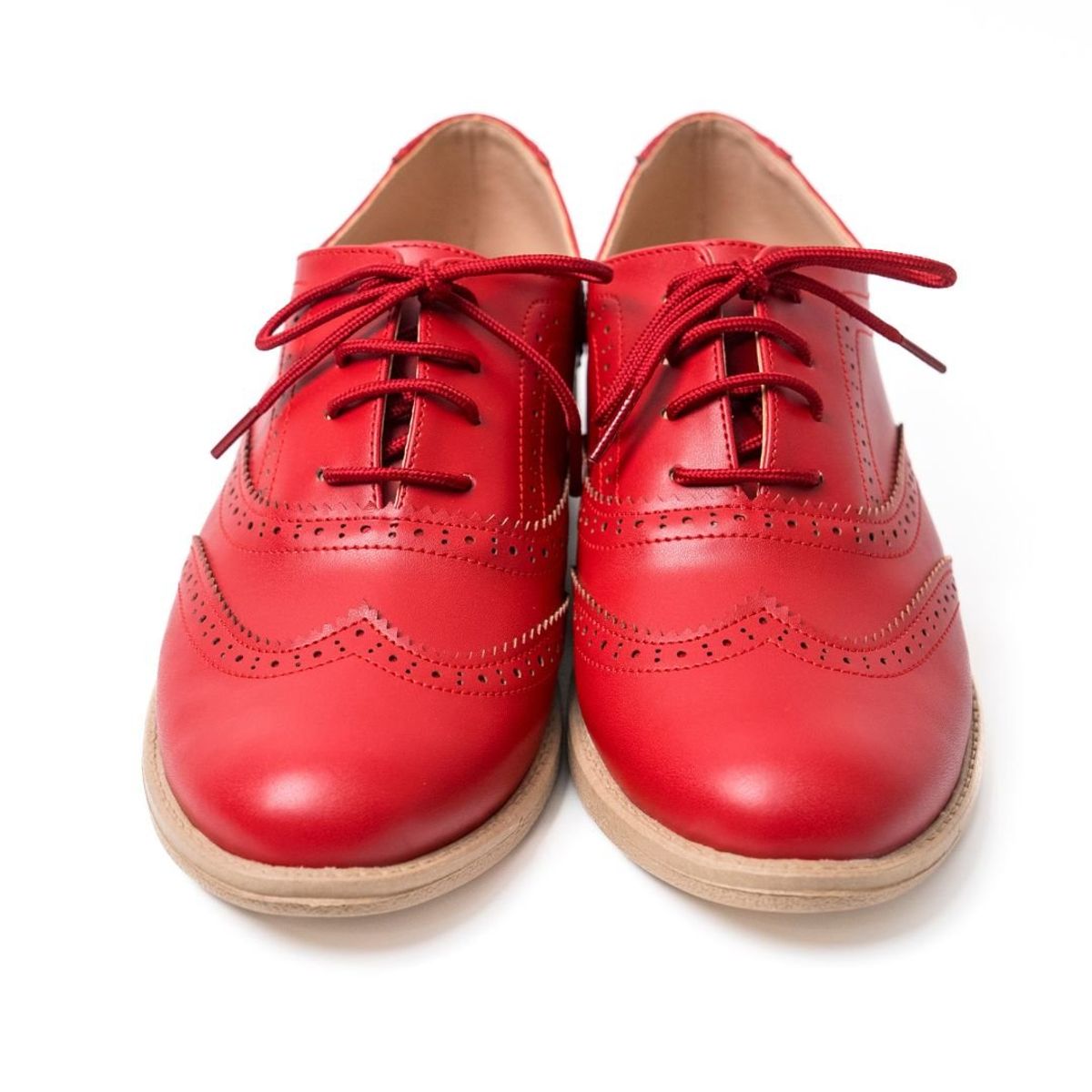 KAWKI - ZAPATOS DE MUJER OXFORD EJECUTIVA ROJO - PLANTA DELGADA