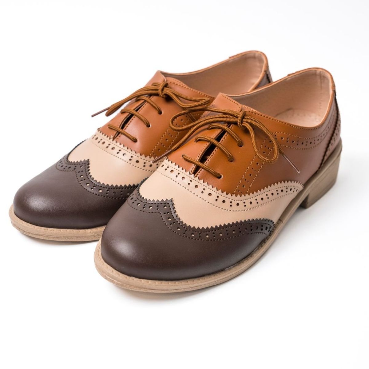 KAWKI - ZAPATOS OXFORD DIVERSION MARRÓN-BEIGE-CAMEL -PLANTA DELGADA