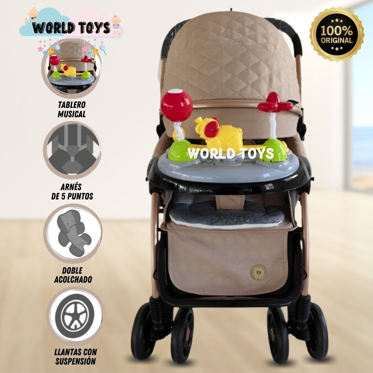 CONFORT - Coche Cuna Musical de Lujo «SUMMER DREAM» Beige