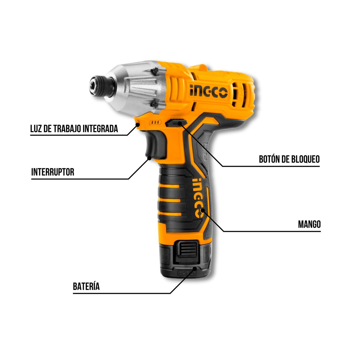 INGCO TOOLS - Combo taladro atornillador + taladro atornillador de impacto 12v Ingco