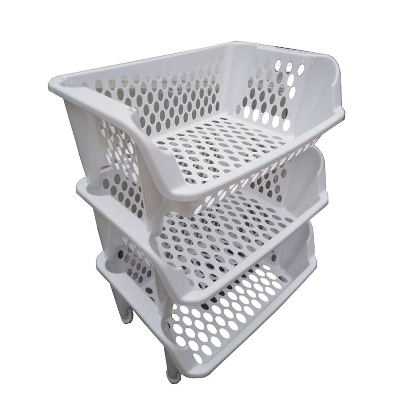 GENERICO - carrito despensero Verdulero 3 niveles en canasta  Rodante / fijo en blanco