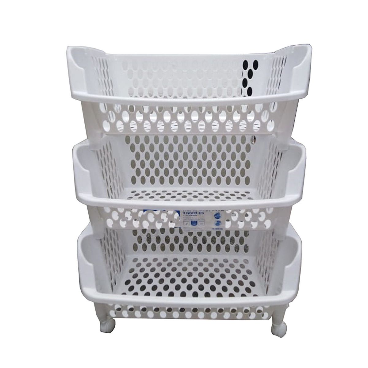 GENERICO - carrito despensero Verdulero 3 niveles en canasta  Rodante / fijo en blanco