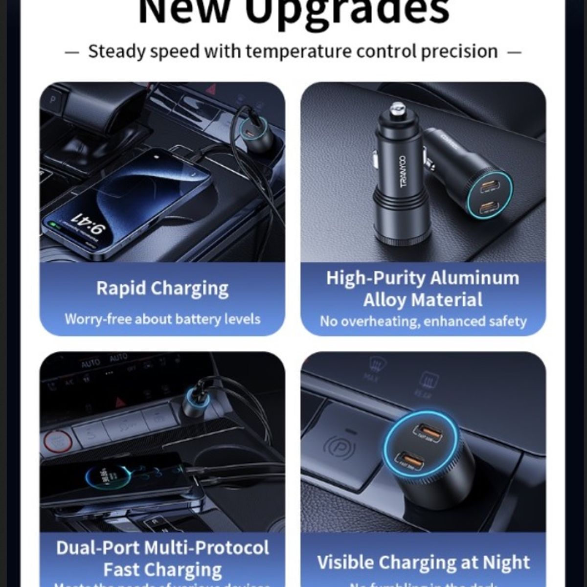 SEISA - Cargador Para Auto tipo C - 60W PD Cigarrera - Tranyoo