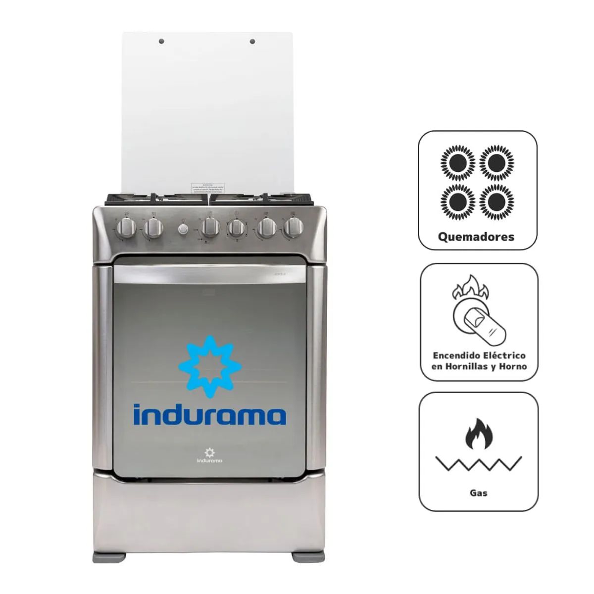 INDURAMA - Cocina a Gas INDURAMA 4 Quemadores Vercelli Zafiro Croma