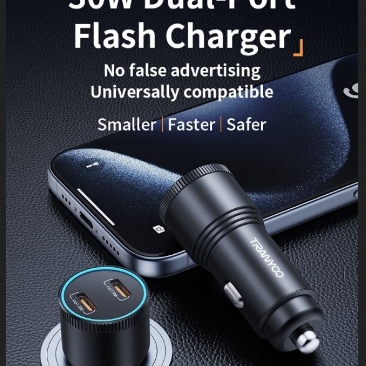 GENERICO - Cargador Para Auto tipo C - 60W PD Cigarrera - Tranyoo