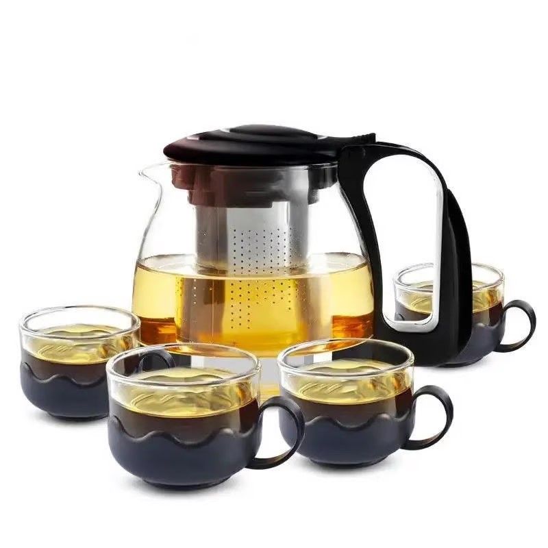 GENERICO - Set de Jarra Tetera Infusor filtrante de 800 ml + 4 tazas