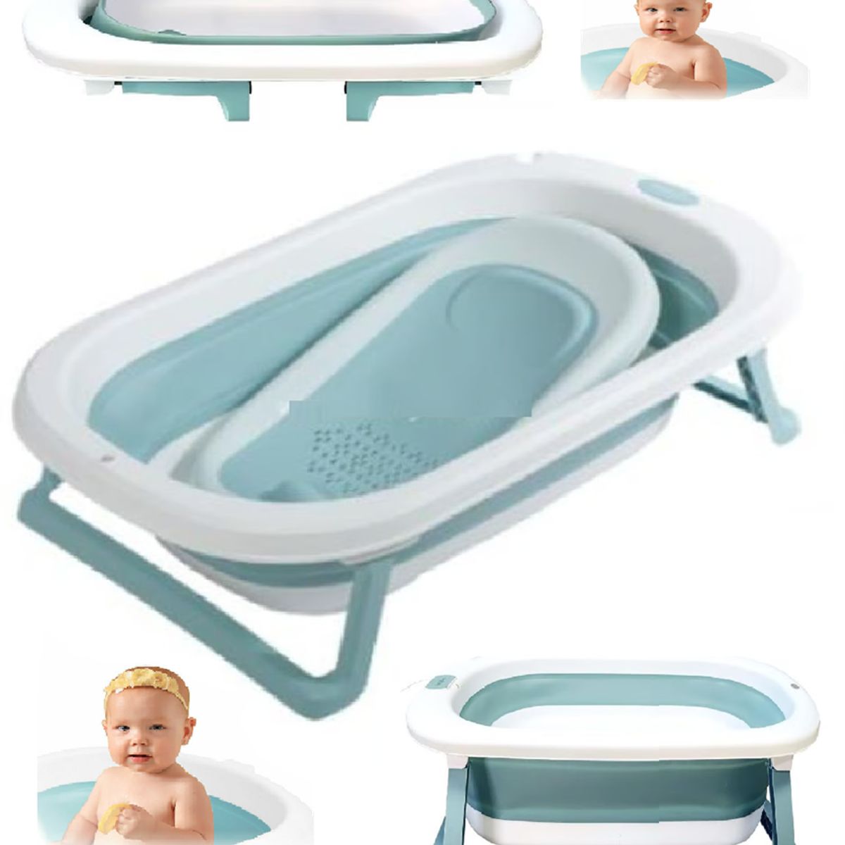 GENERICO - Tina Bañera Plegable Base Antidesizante Lala- Azul