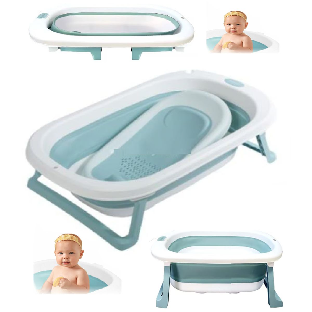 GENERICO - Tina Bañera Plegable Base Antidesizante Lala- Azul