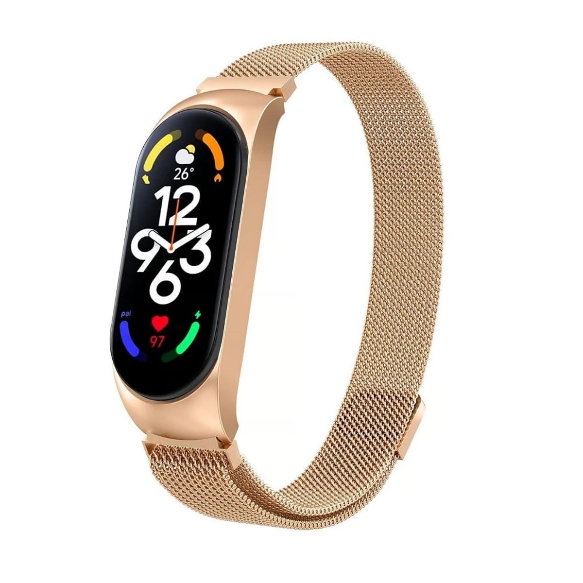 GENERICO - Correa milanés de acero para MI BAND 3 - 4 rose gold