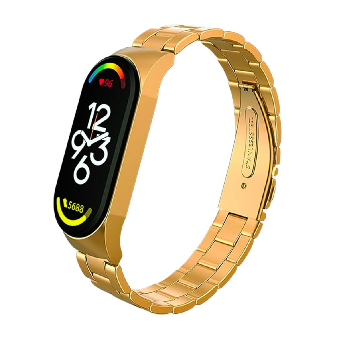 GENERICO - Correa eslabon de acero para MI BAND 7 Dorado