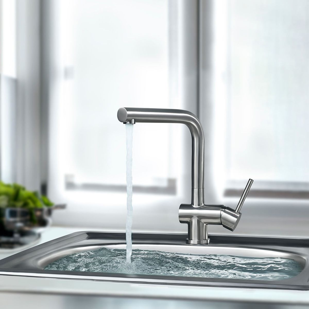 VAINSA - Grifería Mezcladora Monocomando lavadero Pico L Inox Vainsa