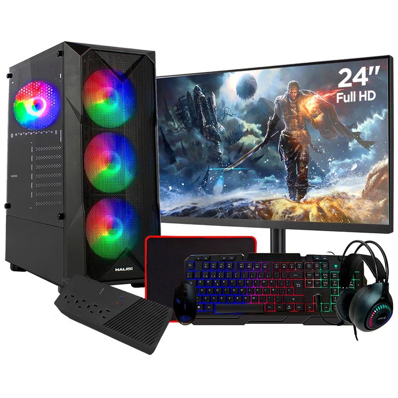 INTEL - COMPUTADORA PC GAMER CORE I5 12400 RAM 16GB 500GB VIDEO 8GB MONITOR 24 FULL HD