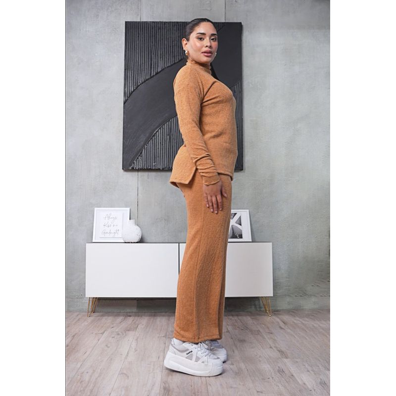 GENERICO - Set Comfy de Chompa y Pantalón Tejido Yvonne Camello Estación 108